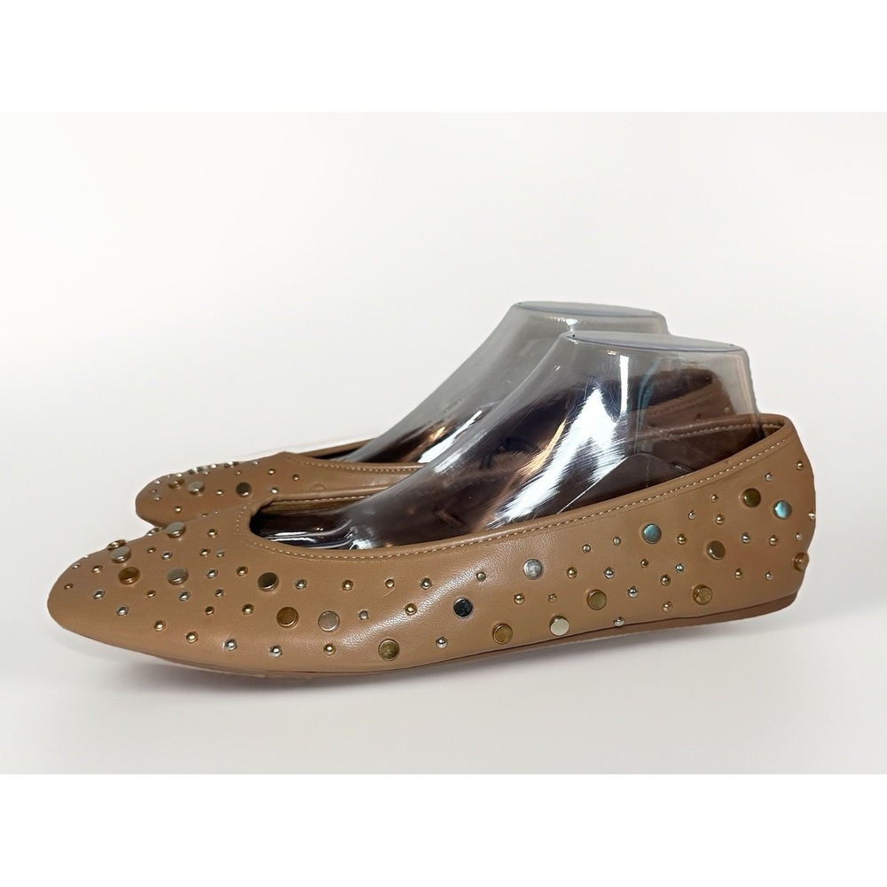 ZARA Women's Tan Studded Nude Ballet Flats Slip On Shoes US 11 EU 42 NEW
